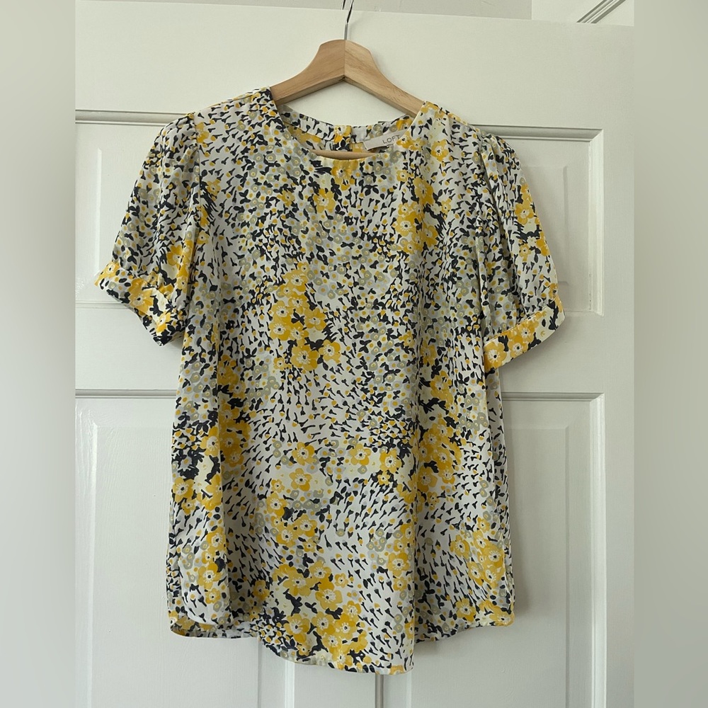 LOFT Floral Short Sleeve Blouse